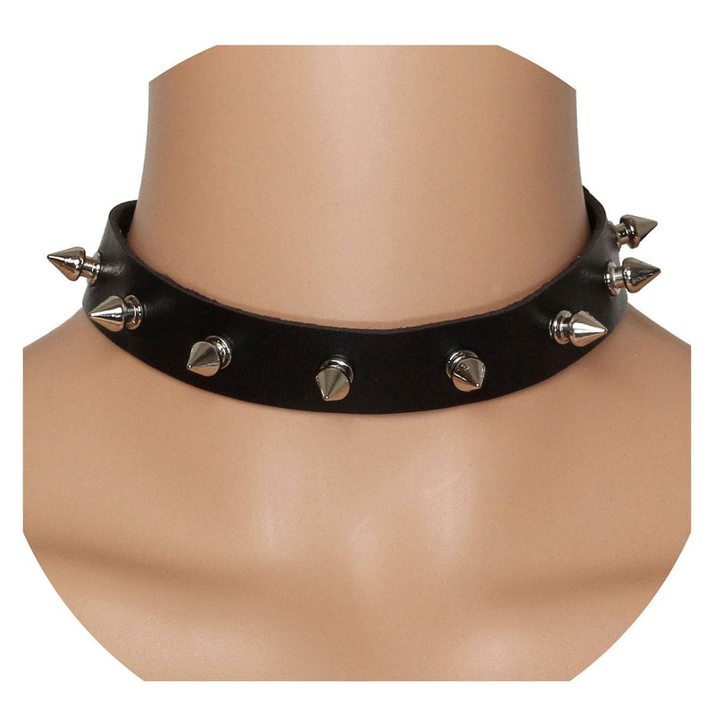 [Australia] - EIGSO Vintage Punk Goth Studded Rivet Pu Leather Collar Choker Necklace with Spikes Adjustable G-Black 