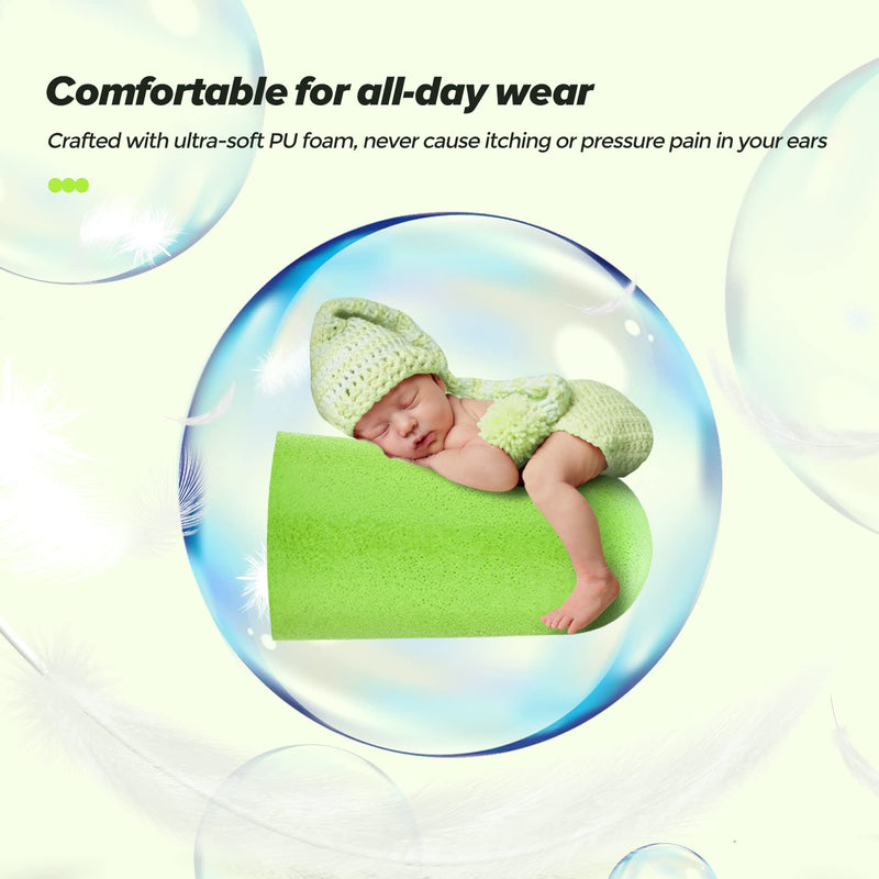 [Australia] - ERM TOOL Ultra Soft Foam Earplugs, 60 Pairs Reusable Earplugs for Sleeping, 38dB Highest SNR, & Comfortable Hearing Protection Snoring, Studying, Travel, Motorcycle, Loud Noise etc - Lemon Green 