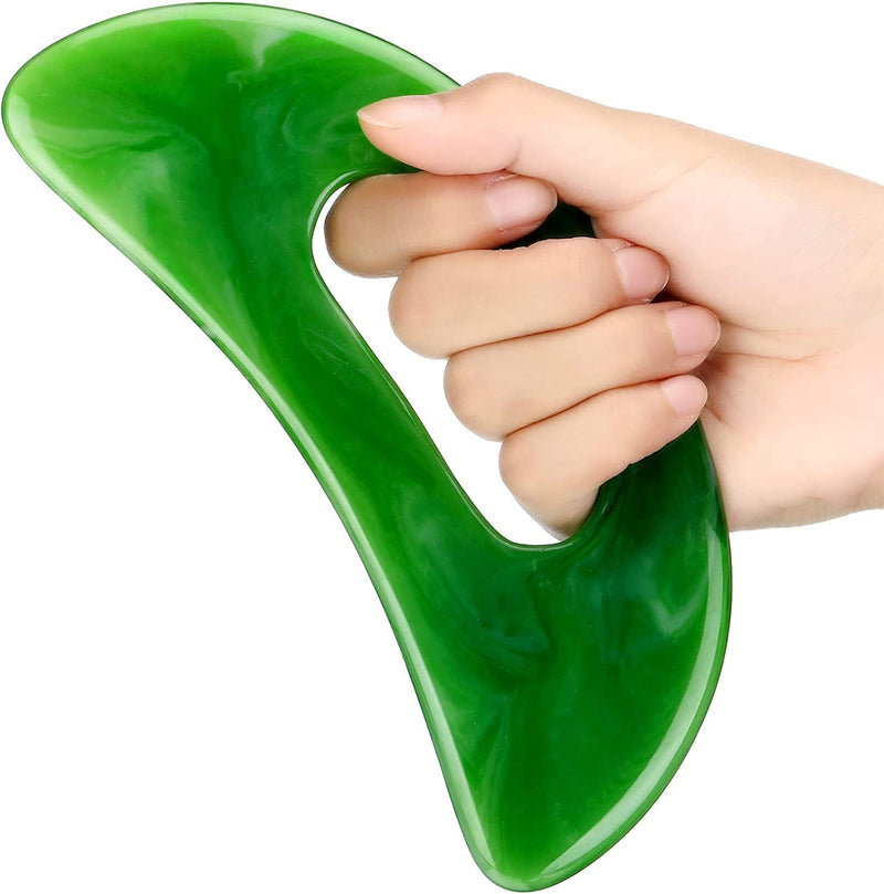 [Australia] - Yeesabella 2 PCS Gua Sha Stone Large Body Gua Sha Tool Guasha Stone Tool Lymphatic Drainage Massager Sculpting Anti Cellulite Tools for Full Body Men Women Green 