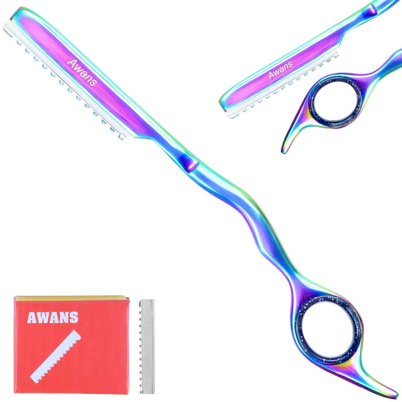 [Australia] - Awans Thinning Razor , Feather Styling, Hair Styling Razor, Multi Colour + 10 Spare Blades 