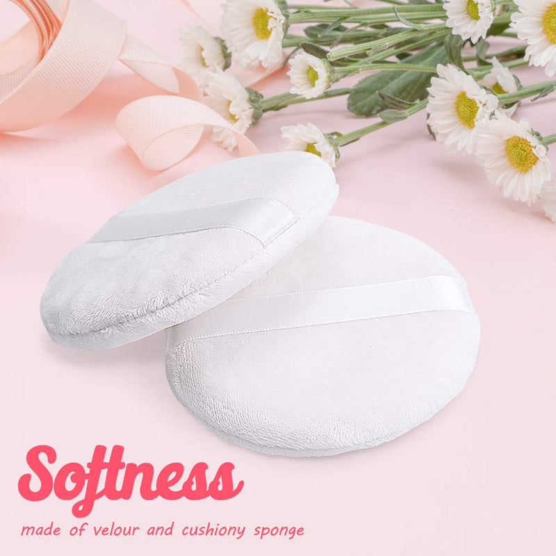 [Australia] - Topwon 4 Inch Powder Puff, Washable Large Body Powder Puff, Soft & Furry - 3Pcs A 