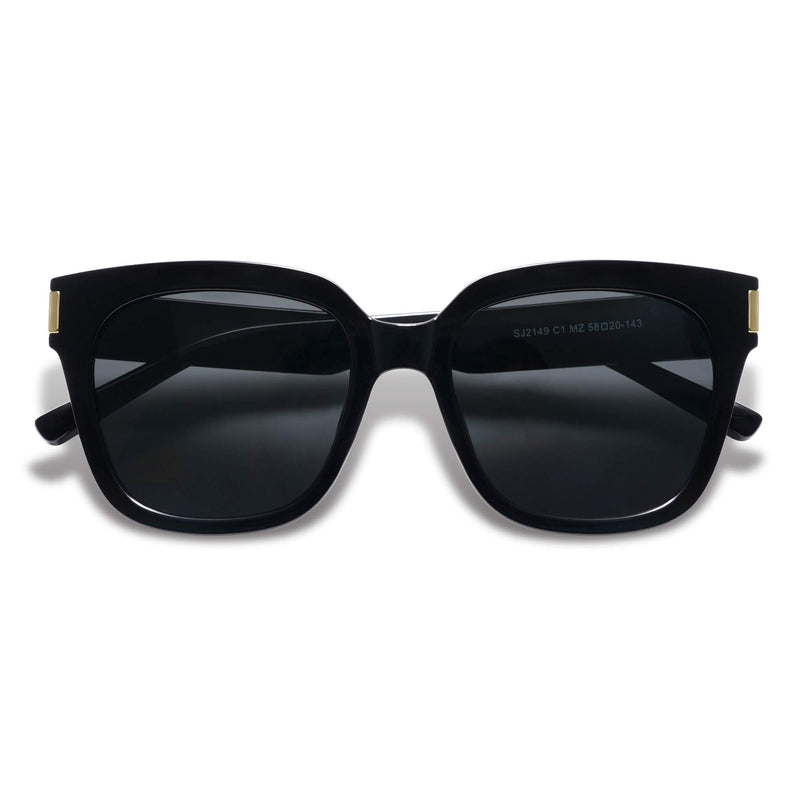 [Australia] - SOJOS Classic Polarized Sunglasses for Women Men Trendy Square Frame SJ2149 C1 Black Frame/Grey Lens 52 Millimeters 