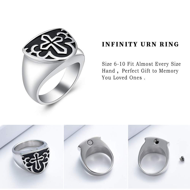 [Australia] - shajwo Cremation Urn Ring Jewelry for Ashes Engraved Cross Memorial Urn Ring Stainless Steel Celtic Knot Retro Keepsake Ashes Holder Ring,Size 6-10 Silver 7 