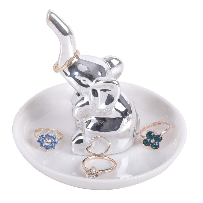 [Australia] - AUTOARK Silver Elephant Ring Holder Jewelry Tray,Desktop Jewelry Display Organizer,Office & Home Decor,Wedding Birthday,AJ-202 