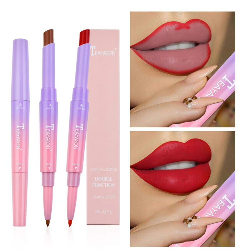 [Australia] - 12 Colors Matte Lipstick Set Double Head Lipstick Pen Matte Lip Liner Waterproof Long Lasting Makeup Kit 12 Colors/Set 