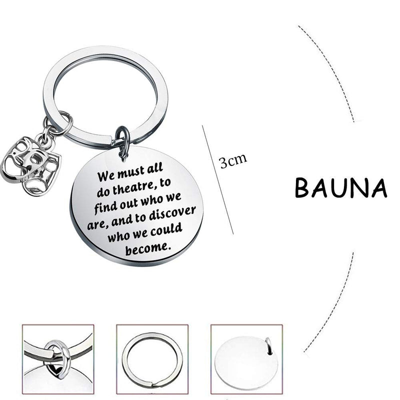 [Australia] - BAUNA Theatre Kechain Muse Comedy Tragedy Mask Actor Actress Keychain We Must All Do Theatre to Find Out Who We are and to Discover Who We Could Become 