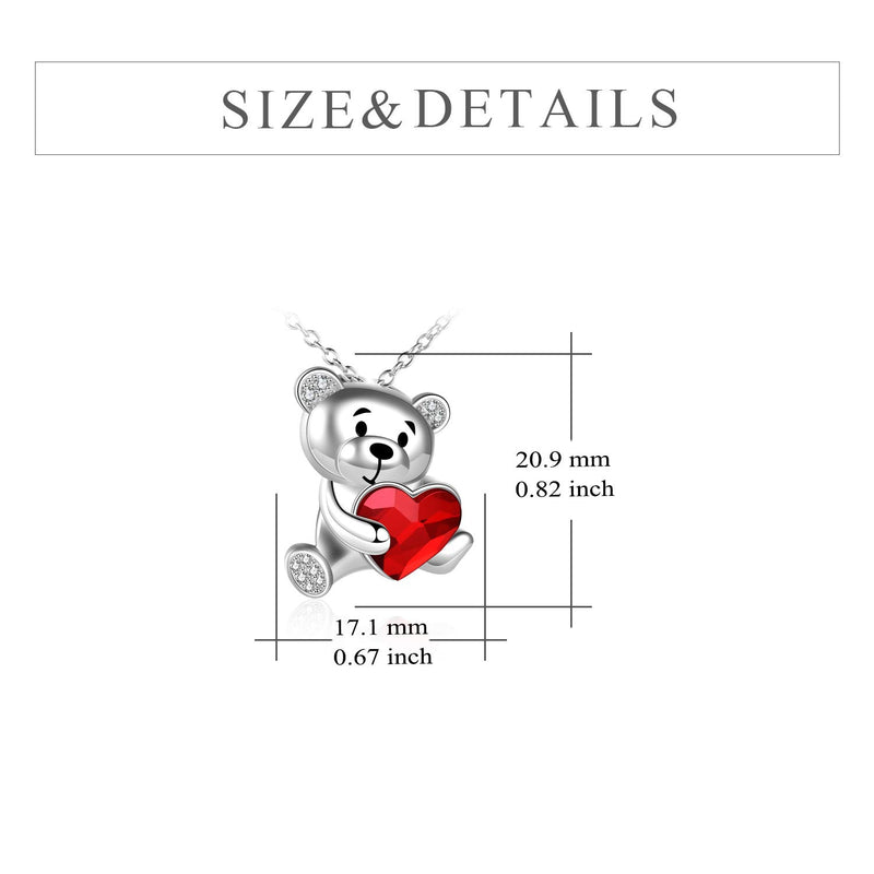 [Australia] - ONEFINITY Monkey Bear Necklace 925 Sterling Silver Monkey Bear Necklace Cute Animal Pendant Jewelry for Women Girls heart Bear 