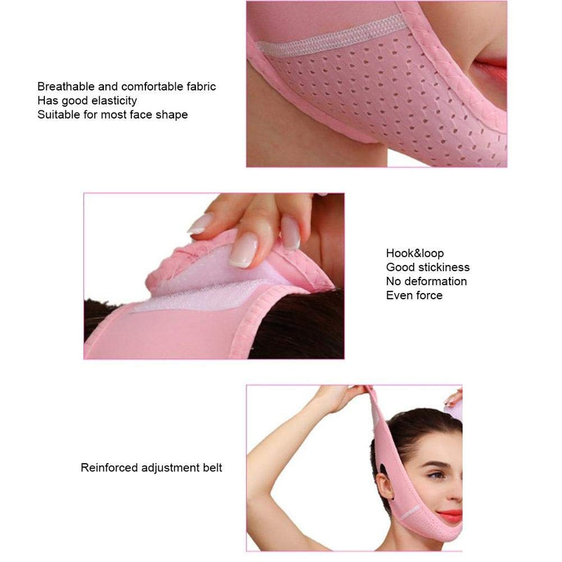 [Australia] - Adjustable Facial Slimming Strap, Double Chin Reducer Breathable V Line Face Tightening Lifting Belt Elastic Face Shaping Slimming Bandage 