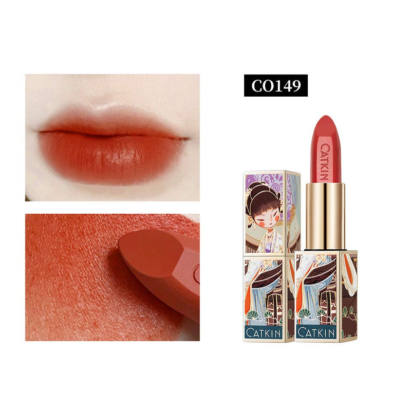 [Australia] - CATKIN Rouge Matte Lipstick 4PCS Set Waterproof Long Lasting Satin Nourish Moisturizing Smooth Soft 0.13 Ounce-Chinese Style Love Song 4PCS 