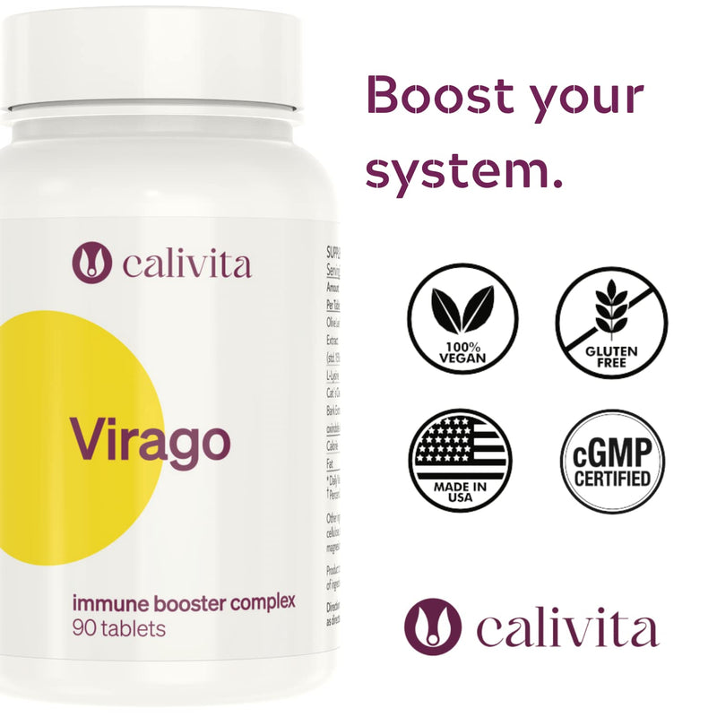 [Australia] - Lysine Cold Sore Treatment - with Olive Leaf Extract with Cat’s Claw, PAU Darco and Echinacea - Complex Immune Booster - High in Antioxidants - Virago - 90 Tablets - Made in USA - CaliVita 