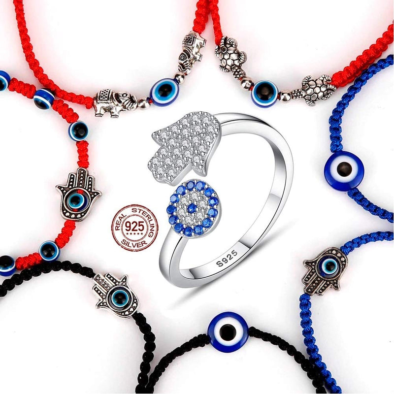 [Australia] - HelpYou Combo 2021 Evil Eye Necklace, Evil Eye Bracelet for Women, Evil Eye Ring Jewelry Anklet Gifts for Family Couple Bestfriend Men Girls 
