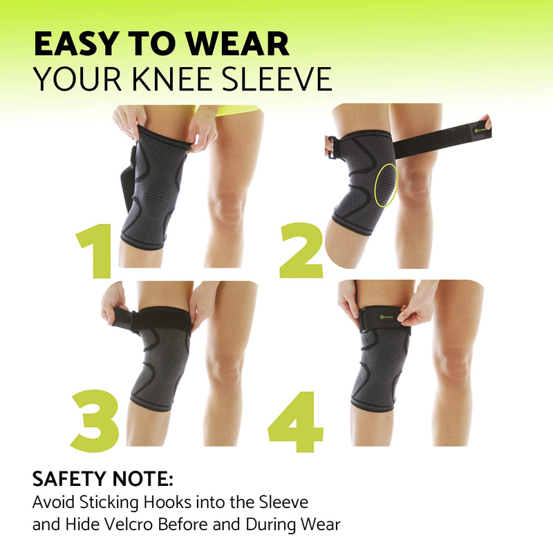 [Australia] - Knee Sleeve with Strap, Compression Brace, Adjustable Patellar Tendon Support, Iliotibial (IT) Band for ITB Syndrome; Arthritis, Meniscus, ACL, Pain Relief for Men and Women, Best for Running, Sports XX-Large 