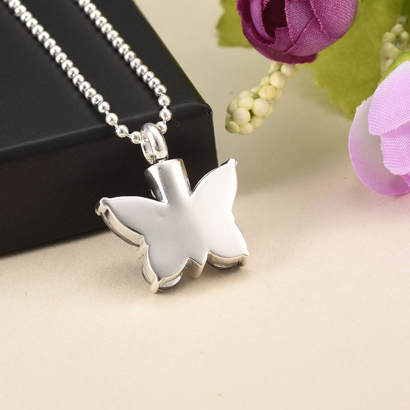 [Australia] - constantlife Cremation Jewelry for Ashes Memorial Urn Necklace Silver Plated Elegant Butterfly Shape Crystal Pendant Keepsake for Human Pets Green 