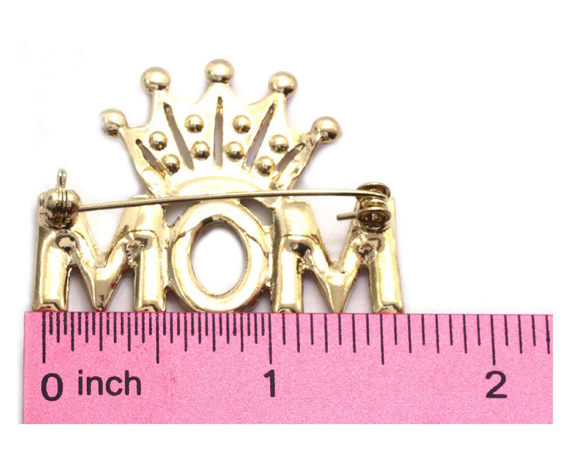 [Australia] - cocojewelry Crown Tiara Queen MOM Word Brooch Pin Gold-tone Pink 