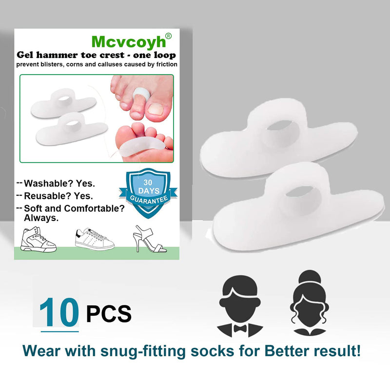 [Australia] - Mcvcoyh 10 Pack Hammer Toe Cushion - Hammer Toe Gel Pads Corrector & Straightener for Curled, Claw & Mallet Toe Relief - Right & Left Gel Support Crest Cushion White 