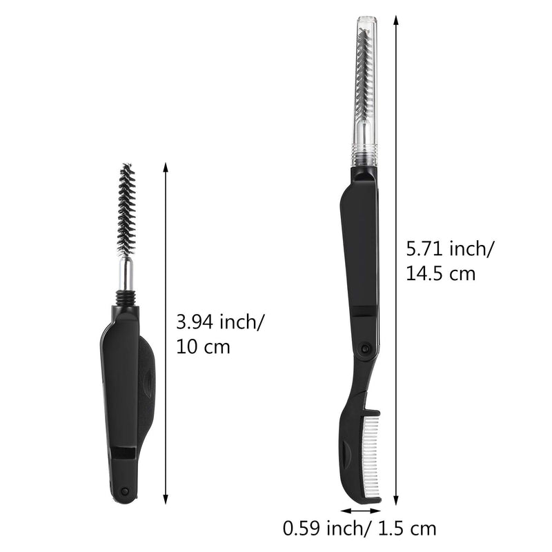 [Australia] - 4 Pieces Eyelash Combs Eyebrow Combs Foldable Stainless Steel Teeth Brow Brushes Mascara Brushes Eyebrow Spoolie Grooming Brushes Makeup Tool, Black 
