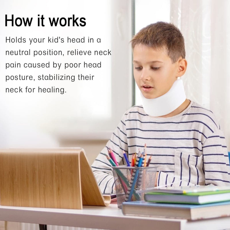 [Australia] - HKJD Kids Neck Brace for Neck Pain and Support - Soft Foam Pediatric Cervical Collar for Sleeping - Adjustable Youth Neck Support for Children Whiplash, Torticollis and Injury Support(S) Small 