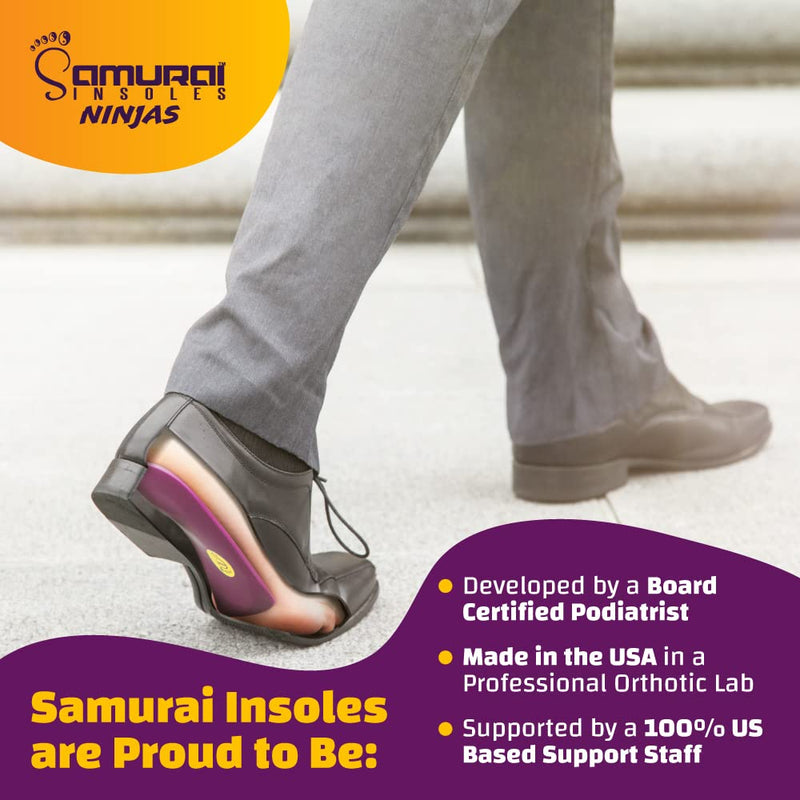 [Australia] - Samurai Insoles Ninjas Plantar Fasciitis Relief Arch Support Shoe Insoles - Podiatrist Designed, Orthotic Lab Made in The USA 7-7.5 Women/5-5.5 Men 