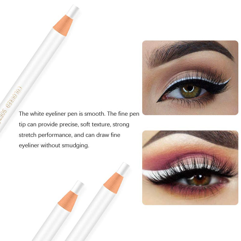 [Australia] - Ownest 3 Pcs Microblading White Eyeliner Eyebrow Pencil,Smooth Draw Eyeliner Eyebrow Peel-off Pencil Waterproof Marker Eye Liner Eyebrow Pencil Permanent Makeup,with 10 Eyebrow Trimming Blade A-White 