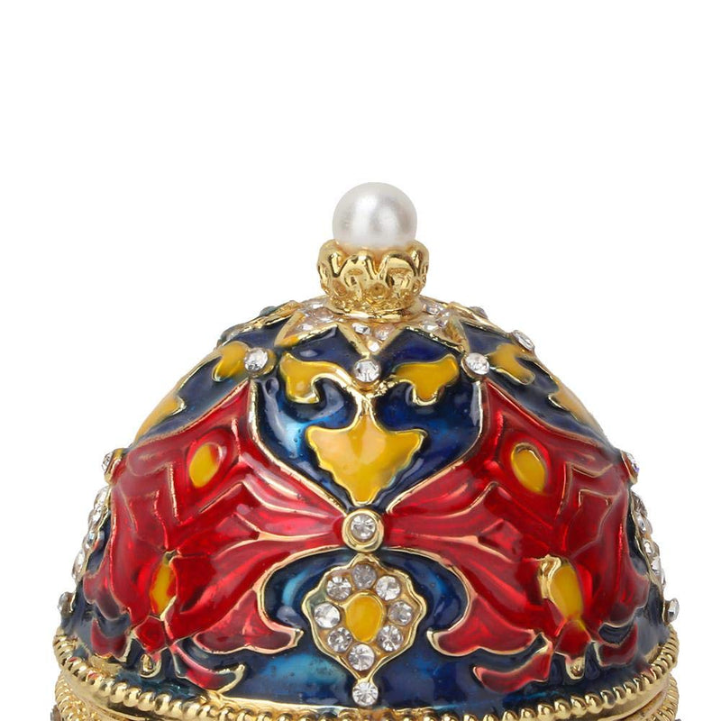 [Australia] - Vintage Enameled Jewelry Organizer Faberge Style Egg Collectible Easter Egg Diamante Trinket Box Decoration Gift 