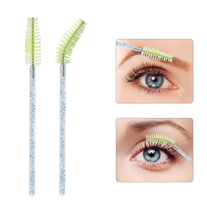 [Australia] - 300 Pack Mascara Wands Disposable Eyelash Extension Tool Eye Lash Brushes Makeup Applicator Kit, Crystal Blue/Light Green Light Green 