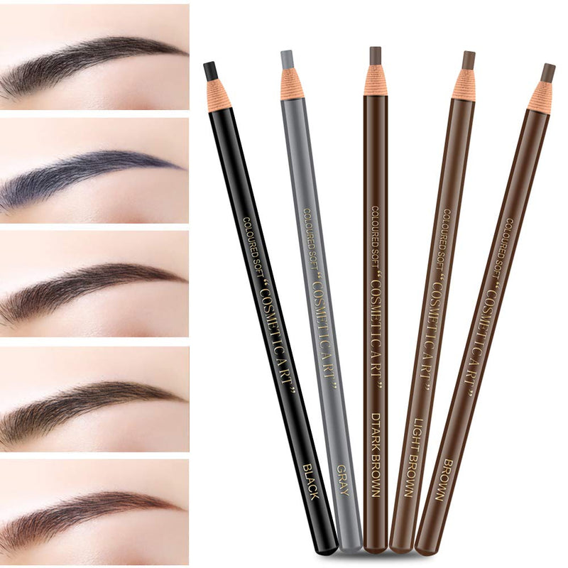 [Australia] - Ownest 6Pcs Pull Cord Peel-off Eyebrow Pencil Tattoo Makeup and Microblading Supplies Set for Marking, Filling and Outlining, Waterproof and Durable Permanent Eyebrow Liner-Black A-Black 