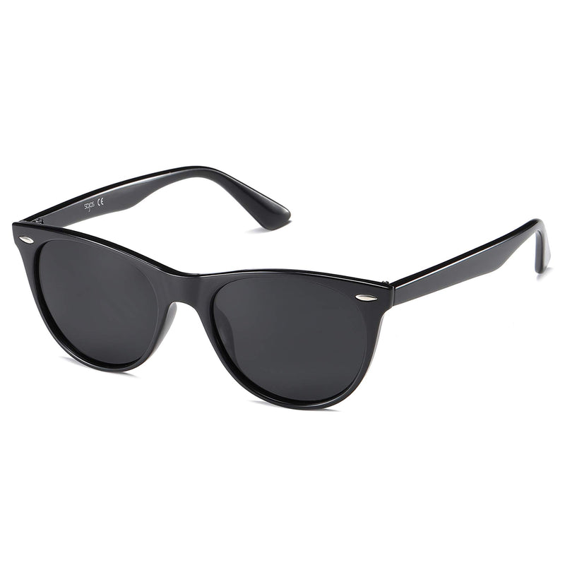 [Australia] - SOJOS Classic Retro Polarized Sunglasses Small Vintage UV400 Glasses CELEB SJ2076 C1 Black Frame/Grey Lens 53 Millimeters 