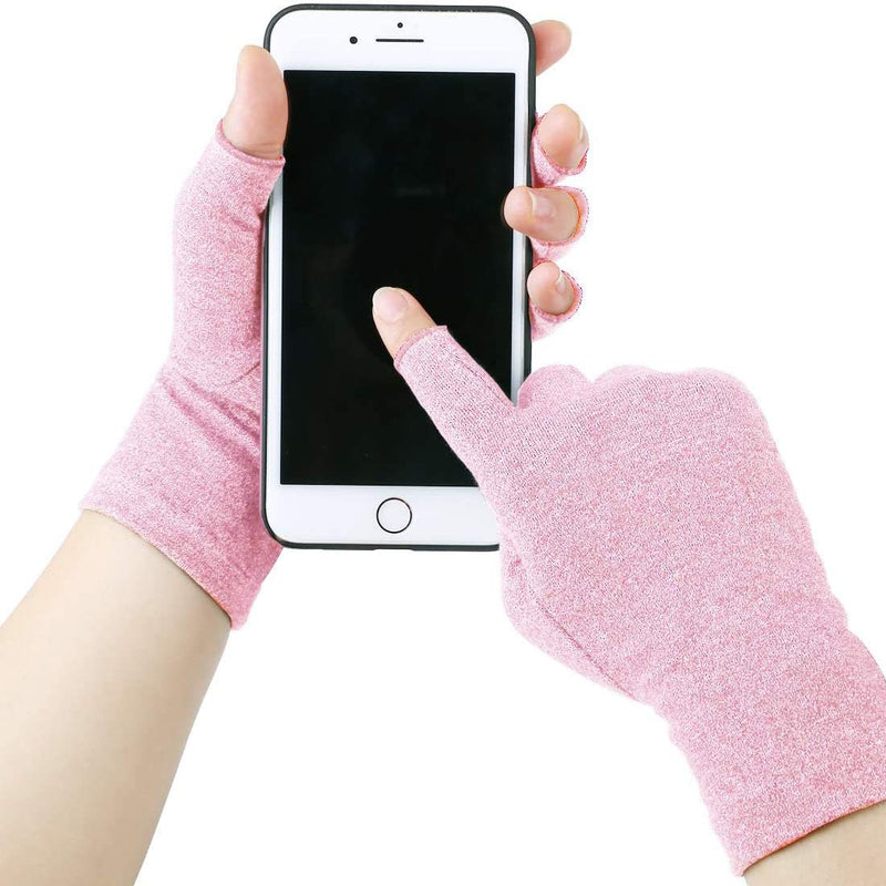 [Australia] - 2 Pairs Arthritis Gloves for Women & Men - Compression Gloves for Arthritis Pain Relief - Rheumatoid & Osteoarthritis, for Typing and Daily Work. M Pink 2 