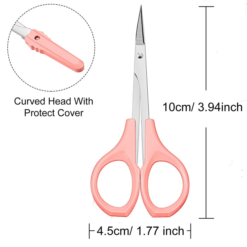 [Australia] - 2 Pack Curved Craft Scissors Small Scissors Beauty Eyebrow Scissors Stainless Steel Trimming Scissors for Eyebrow Eyelash Extensions, Facial Nose Hair, 4 Inch (Pink) Pink 