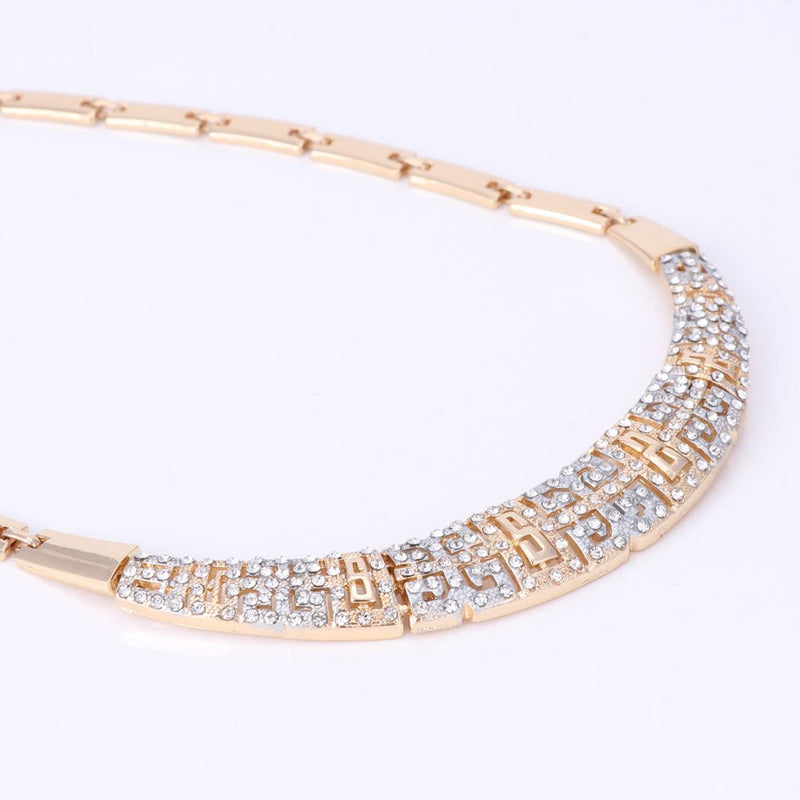 [Australia] - Fashion Jewelry Set Women 18k Gold Plated Crystal Necklace Bracelet Earrings Ring Gift Set 