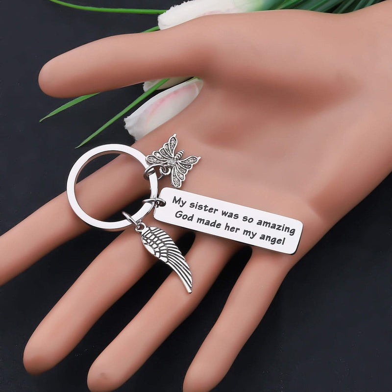 [Australia] - CYTING Sister Memorial Keychain My Sister was So Amazing God Made Her My Angel in Memory of Sister Remembrance Jewelry Loss of Sister Sympathy Gift 