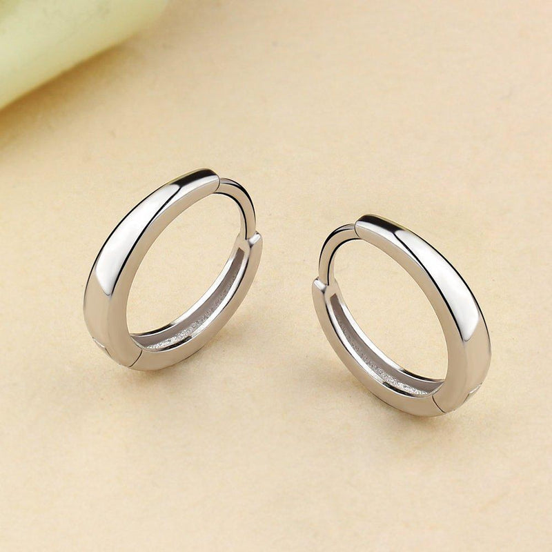 [Australia] - Meixao Fashion Jewelry 925 Sterling Silver Smooth Simple Hoop Stud Earrings for Women/Girl White 