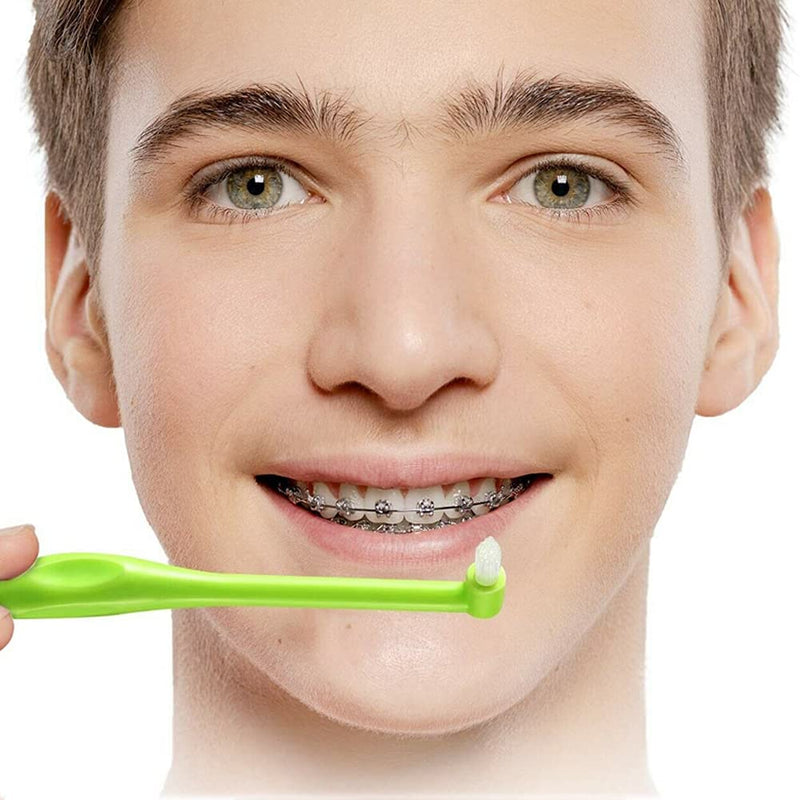 [Australia] - 2pcs Interspace Toothbrush Soft Trim Single Tufted Wisdom Toothbrush for Detail Cleaning and Orthodontic Braces (Green and Blue) 