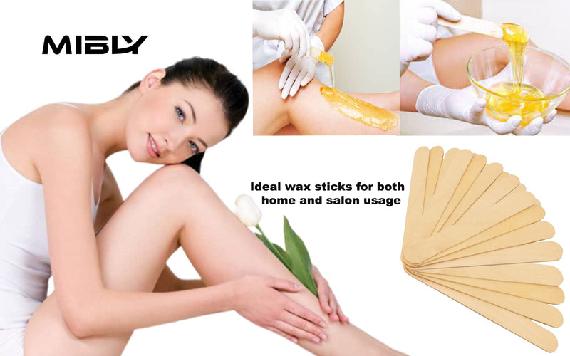 [Australia] - Mibly Wooden Wax Sticks - Eyebrow, Lip, Nose Small Waxing Applicator Sticks for Hair Removal and Smooth Skin - Spa and Home Usage (100 Large Wax Sticks) 100 Large Wax Sticks 