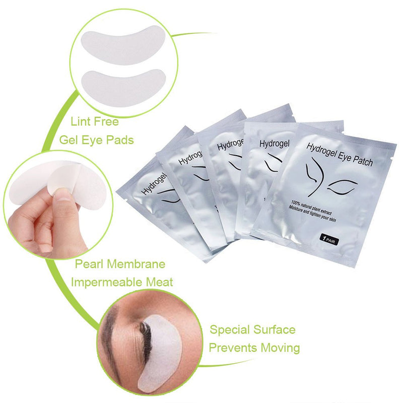 [Australia] - 110 Pairs Eyelash Extension Gel Patches Kit, Lash Extension Lint Free Under Hydrogel Eye Mask Pads Beauty Tool with Transparent Cosmetic Bag 