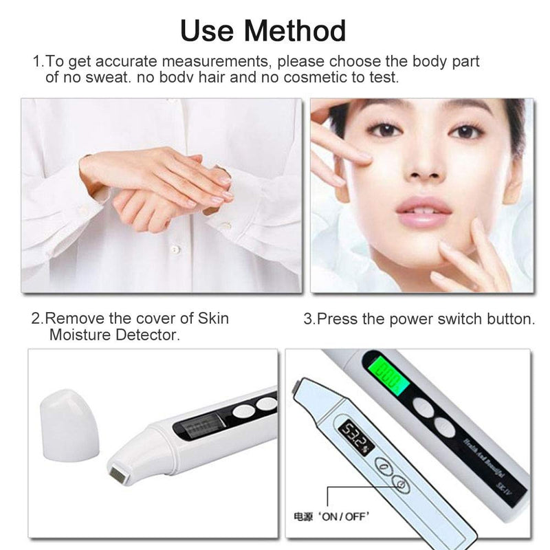 [Australia] - Skin Moisture Tester, Digital LCD Skin Face Moisture Oil Analyzer Face Skin Sensor Tester Oil Det 