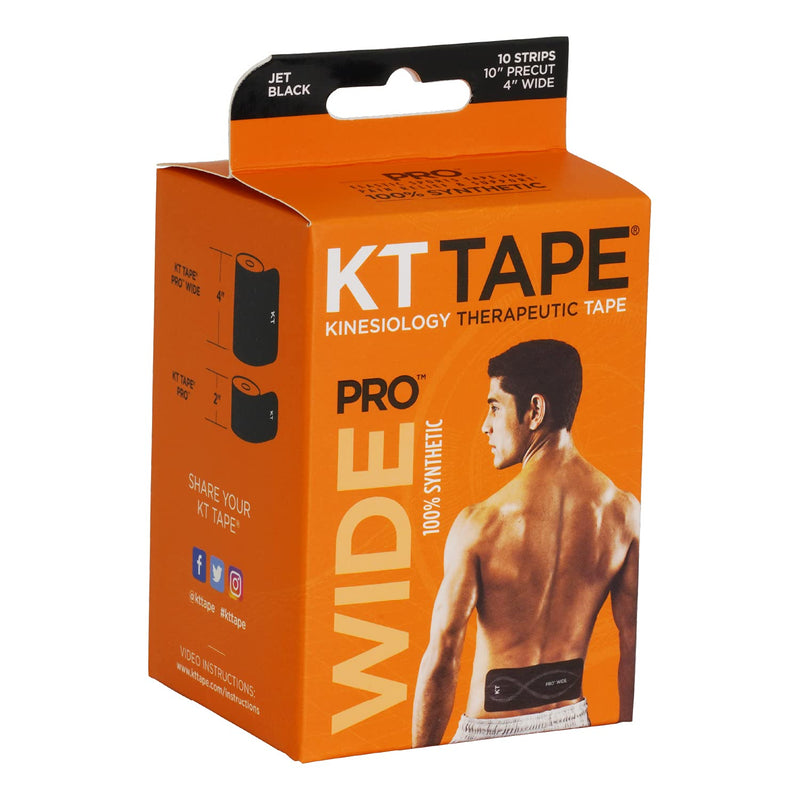 [Australia] - KT Tape Pro Wide, Precut Strip(10 Each), Black, 10 Inch (Pack of 10) 