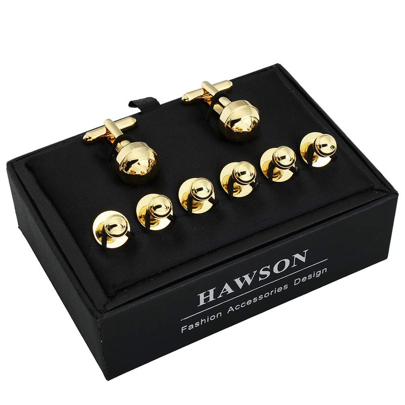 [Australia] - HAWSON Cufflinks and Studs for Men-Fashion Men Tuxedo Shirt Cufflinks and Studs Set for Regular Weeding Business Accessories Gold 