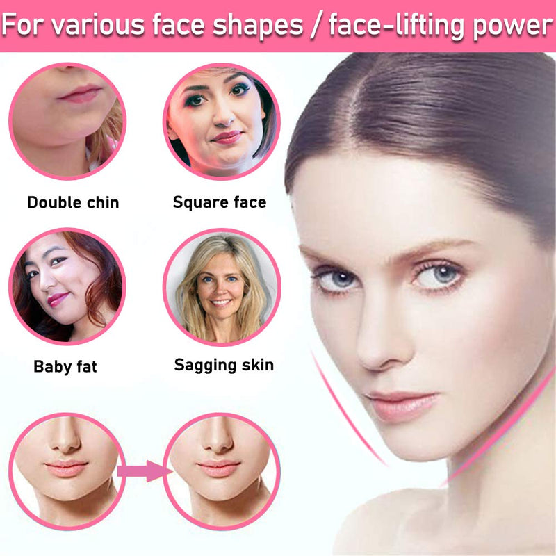 [Australia] - Face Slimming Strap,Queenii Chin Strap V Line Face Lifting Belt, Double Chin Reducer, Pain-Free Women Eliminates Sagging Skin Lifting Firming Anti Aging-Facial Mask Strap (Pink) Pink 