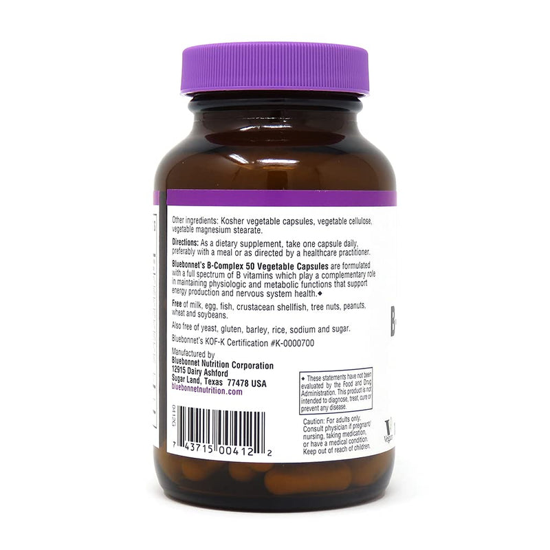 [Australia] - Bluebonnet Nutrition B Complex 50 Vegetable Capsules, 100 Count 
