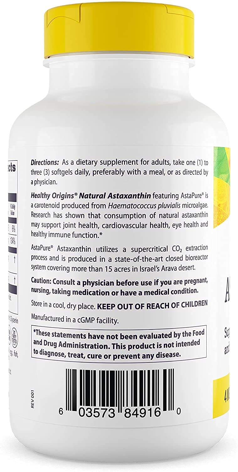 [Australia] - Healthy Origins Astaxanthin (AstaPure) 4 mg, 150 Softgels 150 Count (Pack of 1) 