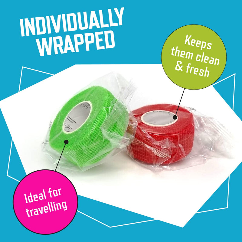 [Australia] - Inksafe Assorted Self Adherent Cohesive Bandages 2.5cm x 4.5m Box of 12 - Uses Include Vet Wrap, Tape for Wrist and Ankle Sprains, Finger and Thumb Tape, 
