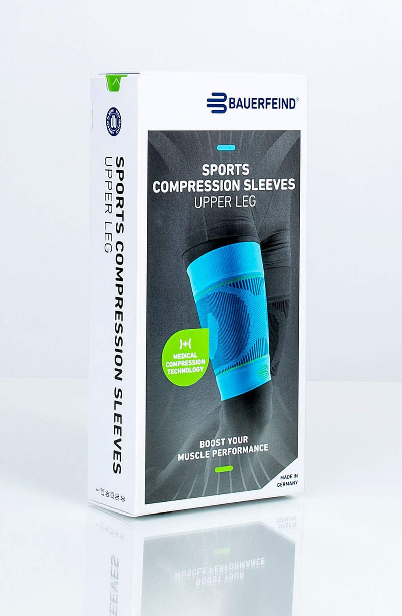 [Australia] - Bauerfeind Sports Compression Upper Leg Sleeves (1 Pair) - Thigh & HamstringCompression for Improved Blood Circulation & Recovery - Thigh Wrap for Quad Support Black Medium/Short (1 Pair) 