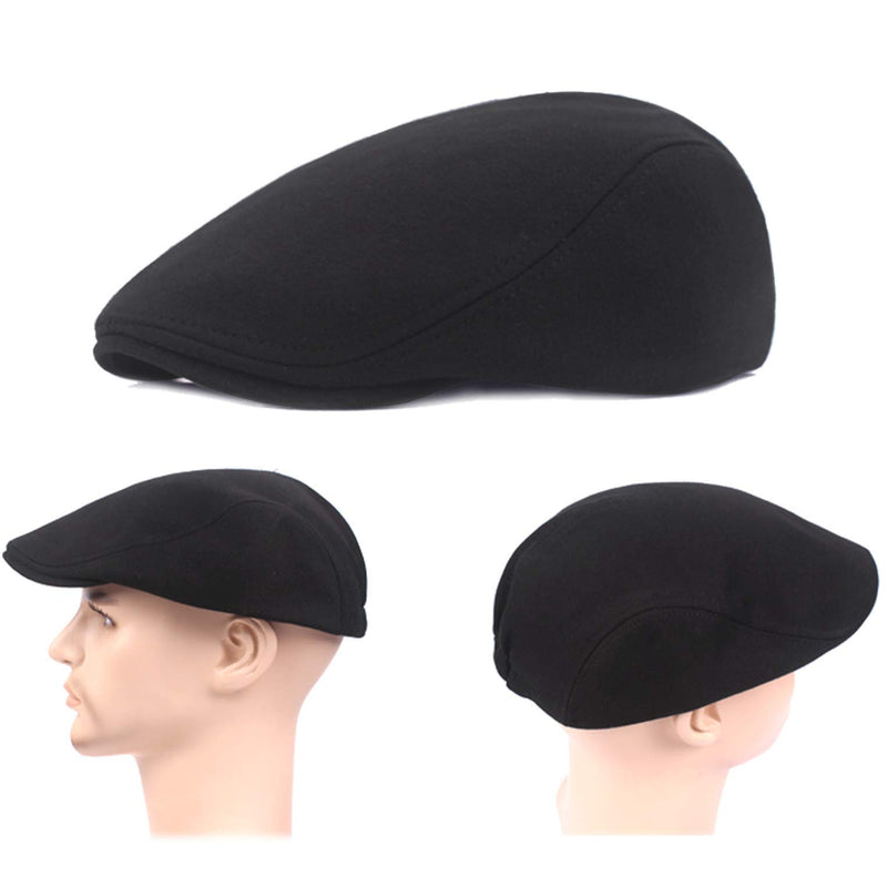 [Australia] - 2 Pack Newsboy Hats for Men, Cotton Flat Ivy Gatsby Driving Hat Cap Black&dark Gray 