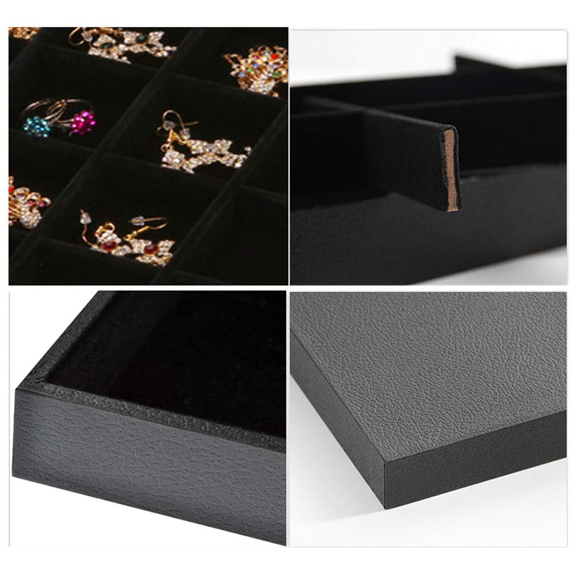 [Australia] - HongYunLA Black Velvet Stackable 24 Grid Jewelry Organizer Tray Removable Earring Necklace Bracelet Ring Organizer Storage Display Trays Jewelry Case Storage Showcase in Drawer 24 Grids 