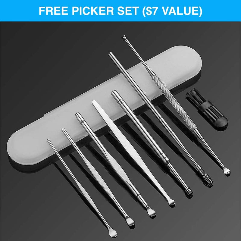 [Australia] - Ear Wax Removal Otoscope Wireless with Free Container and Ear Pick Set - Earwax Remover Tool - Ear Cleaner with Camera - 1080p with 6 LED Lights - Visual Ear Camera Safe Ear Pick Ear Cleaning 
