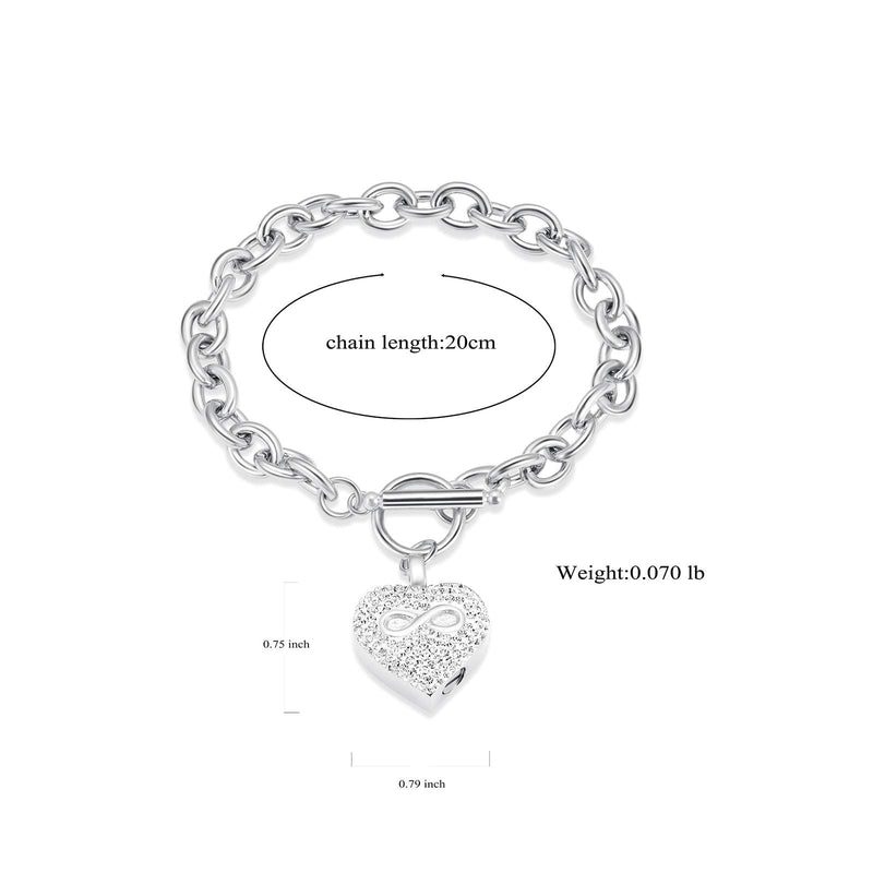 [Australia] - zeqingjw Cremation Bracelet for Ashes Stainless Steel - Infinity Heart Urn Bangles for Pet/Human Ashes - Memorial Keepsake Ash Jewelry Silver 