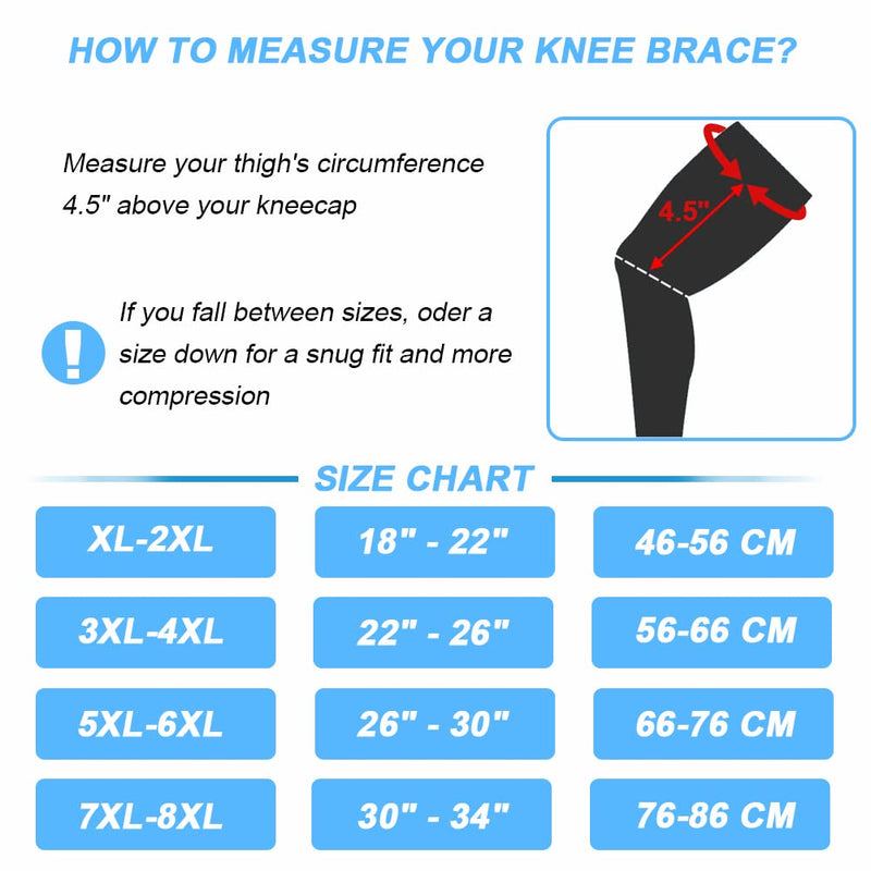 [Australia] - Nvorliy Plus Size Knee Brace XL-8XL Extra Large Open-Patella Stabilizer Breathable Neoprene Support For Arthritis, Acl, Running, Pain Relief, Meniscus Tear, Post-Surgery Recovery (XL/2XL) XL/2XL 