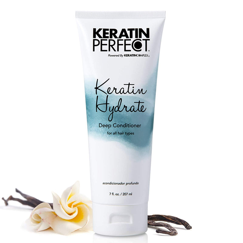 [Australia] - Keratin Perfect Hydrate Deep Conditioner for All Hair Types, Unique Protein Blend Helps Retain/Restores Moisture and Elasticity, White, 7 Oz 