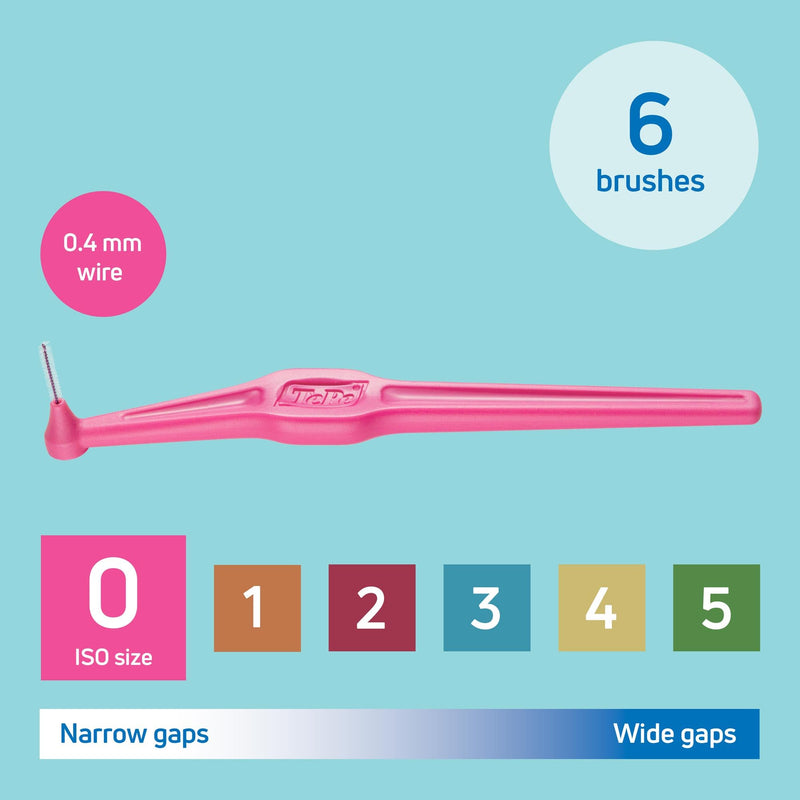 [Australia] - Tepe Angled 0.4mm Pink Interdental Brushes - Pack of 6 6 Count (Pack of 1) 